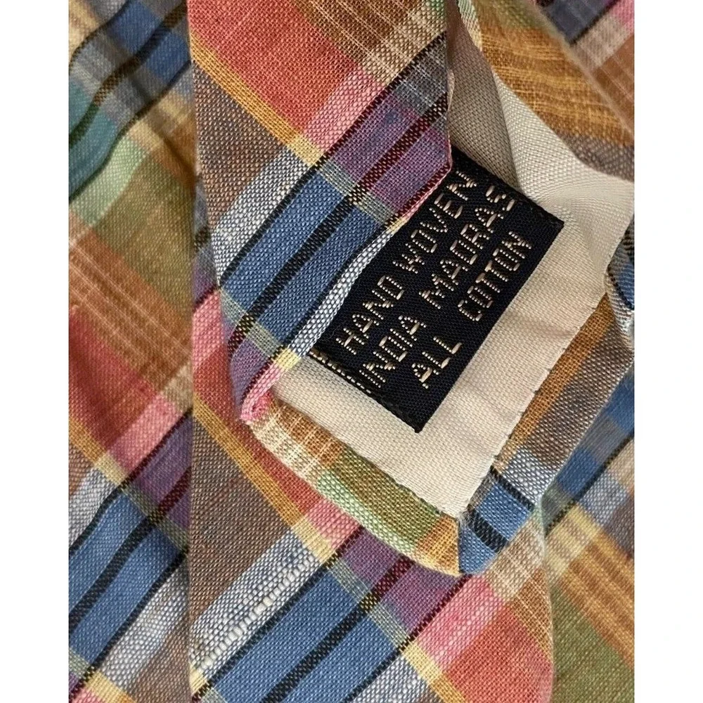 Rooster Ruffler Collection Men's Classic Hand Woven Neck Tie Multi Plaid Cotton